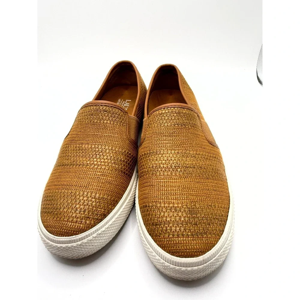 Lauren Ralph Lauren Jinny Womens 5.5 B Sneaker Brown Woven Comfort Slip On Shoes